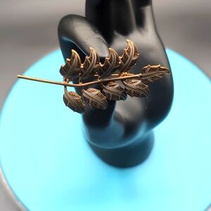 Vintage Bronze Toned Branch Brooch With White Detailing